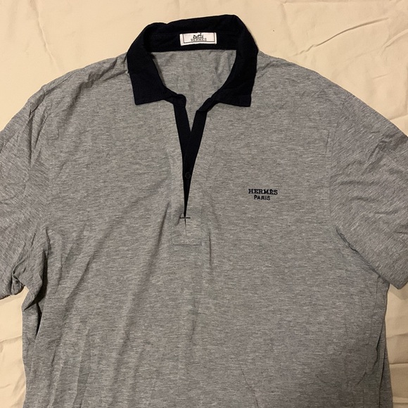 SOLD Hermes Paris 100% Premium Super Soft Silky Cotton Polo Shirt - Medium-Large - Picture 4 of 8